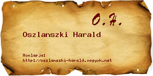 Oszlanszki Harald névjegykártya